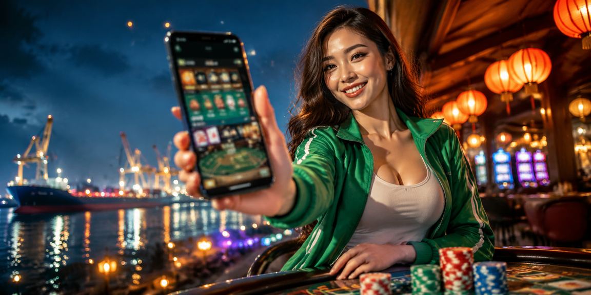 Bầu không khí đèn lồng Hội An về đêm cùng giao diện casino di động trên điện thoại